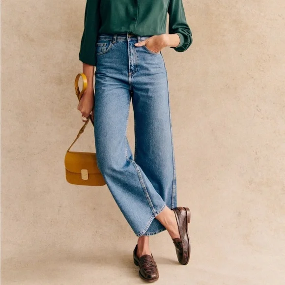 Sezane Le Crop Denim Blue - Size 10 - Picture 1 of 15